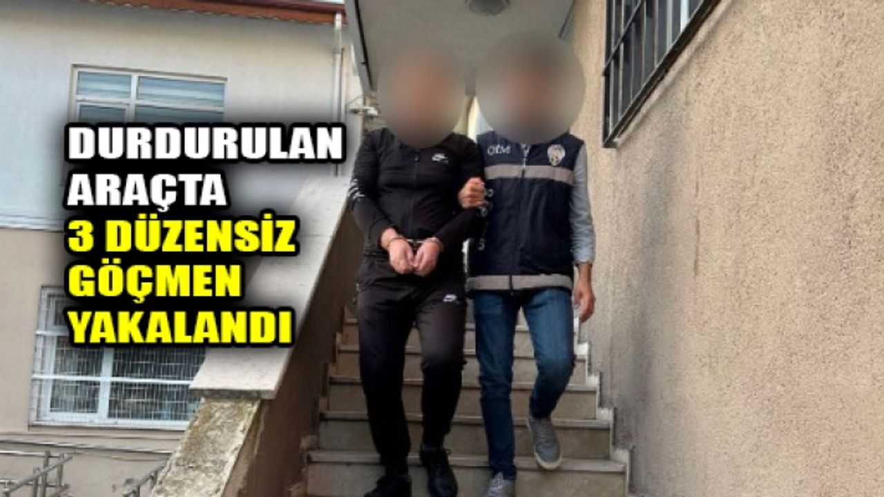 Durdurulan araçta 3 düzensiz göçmen yakalandı