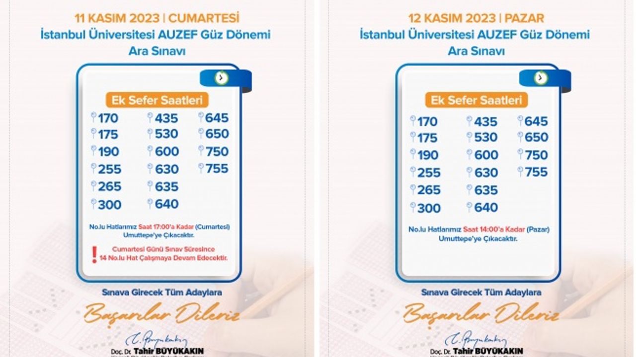 Cumartesi günü Umuttepe'de yapılacak sınav için ek seferler yapılacak