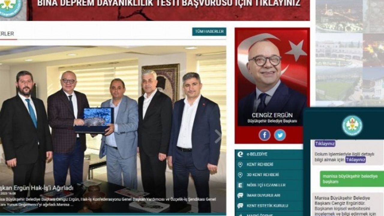 Manisa Büyükşehir'in sitesinde 'yapay zeka asistanı' desteği