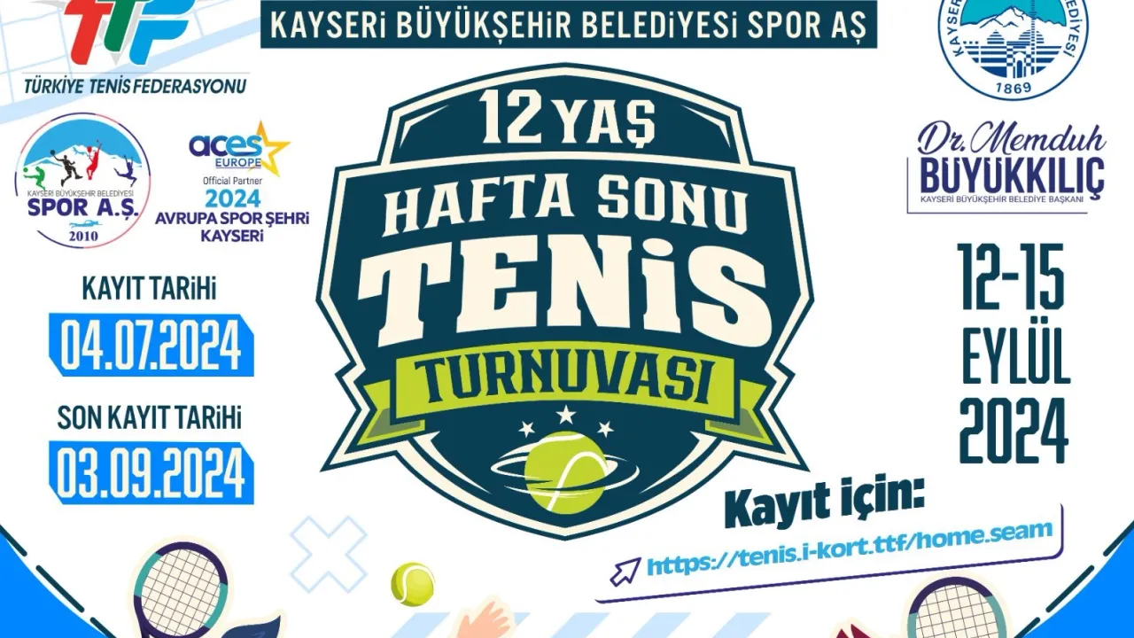 2024 Avrupa Spor Şehri Kayseri, 12 Yaş Hafta Sonu Tenis Turnuvası’na ev sahipliği yapacak