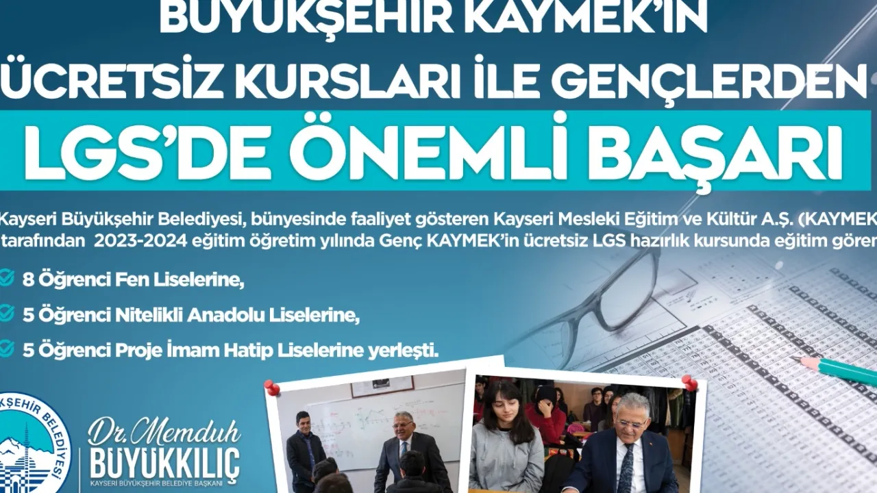 KAYMEK’in ücretsiz kursları ile gençlerden LGS’de önemli başarı