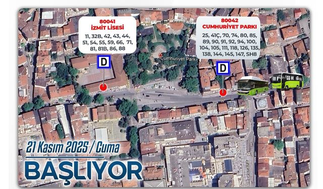 Cumhuriyet Parkı otobüs durağının yeri değiştirildi