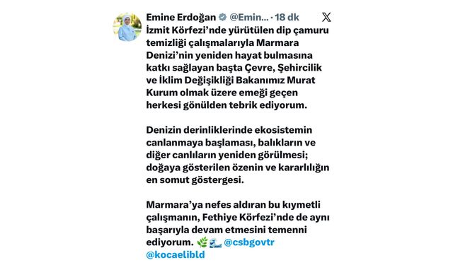 Dip çamuru temizliğine devletin zirvesinden teşekkür