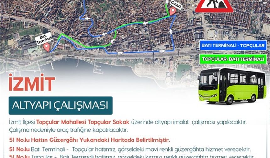 Hat 51 ve 53’te geçici güzergah değişikliği