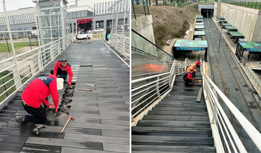 Şehir Hastanesi üst geçidinde konfor ve güvenlik artırıldı