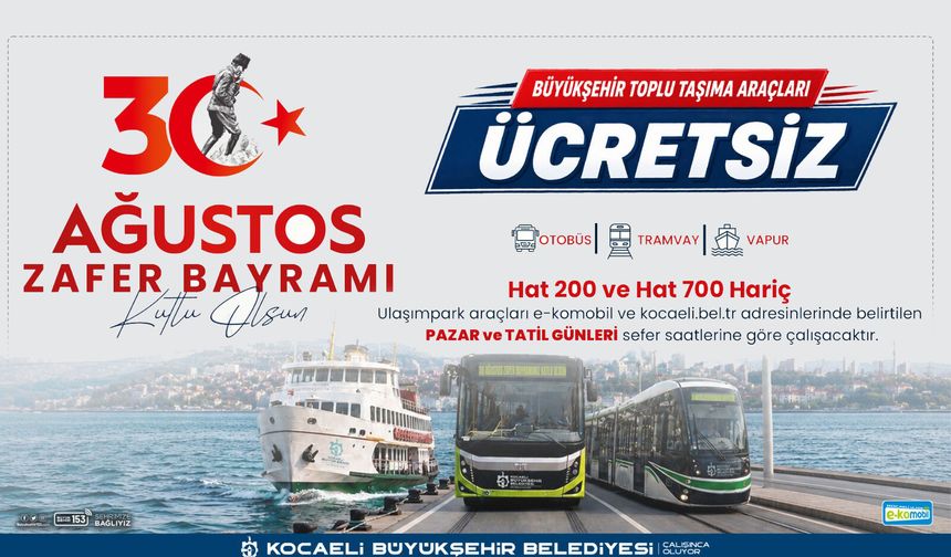 Zafer Bayramı’nda Kocaeli’de ulaşım ücretsiz